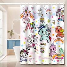 Waterproof Shower Curtain Cute Bath Shower Curtain With Holder For Bathroom And Bedroom And Party Decoration - Unicorn Child S2 - View 3