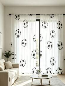 2 buah Tirai Cetak Sepak Bola Dinamis Datar 2D, Cetak Digital 2D, Cocok untuk Musim Semi/Panas, Hadiah, Kamar Tidur, Anti Nyamuk, Kantor, Ruang Tamu, Desain Semi-Transparan Artistik, Dapat Dicuci dengan Mesin - MultiWarna - View 11