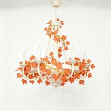 100/2M 人造橘色常春藤藤蔓花環 仿真葉片植物藤條 懸掛攀緣裝飾花環 適用於花園、婚禮、派對、牆面裝飾 - 橘色 - 查看 7