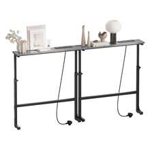 Luxstein Slim Console Table, Height Adjustable 75/100 Cm Sofa Table With Charging Station For Entryway, Living Room, Small Spaces - 75cm - Gray - View 11