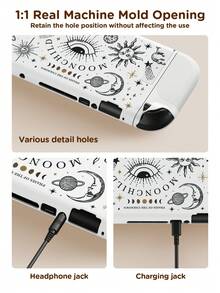 Ayotu 1pc Sun Moon Star Pattern Compatible With Switch2/Switch NS/Switch OLED Game Console Protective Shell, New Generation TPU Soft Shell, Universal Game Controller Protective Case, Switch Controller Protective Case, Switch Game Accessories, Anti-Drop, Anti-Slip, Anti-Scratch, Fashionable, Autumn Romantic/Back To School Gift/Valentine's Day Gift/Christmas Gift/Halloween Gift - Multicolor - View 3