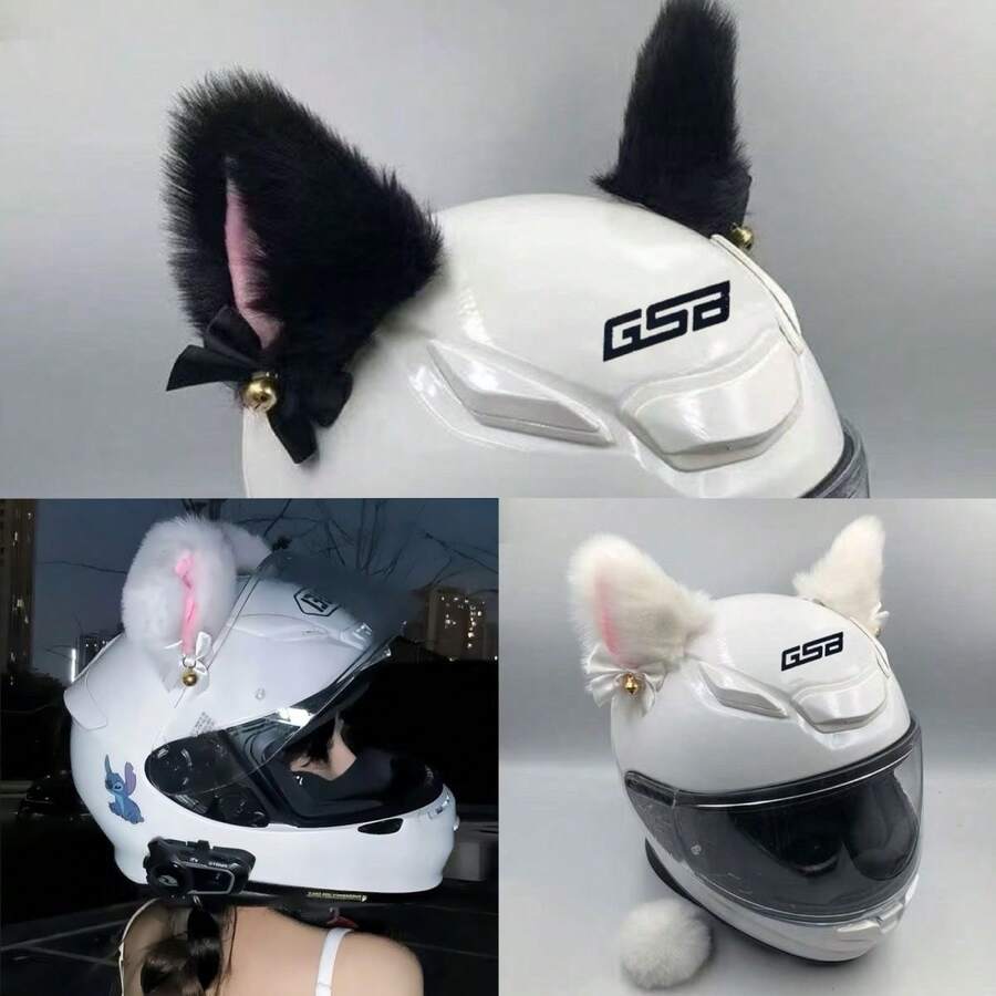 AD Cute Cat Ear Helmet Decor Detachable Fox Ear Motorcycle Accessories For Women Girls Riding Sweet Punk E-Bike Scooter Gift - Plush Helmet Ears - View 1