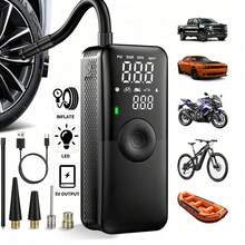 Carsun Multi-Functional Portable Air Compressor 150PSI Mini Tire Inflator With Smart Tire Pressure Preset/Inflation & Deflation/Auto Shut Off/Power Bank/LED Light/Accessory Storage Box With 3 Nozzle Adapters, Awarded IF Design Prize - Dual-screen Wireless Digital Display Model - View 2