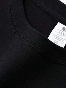 Men's Thick Cotton T-Shirt - Versatile Plus Size - Summer Casual Style -  Brand - Stylish Print For Youth - 黑色 - 查看 5