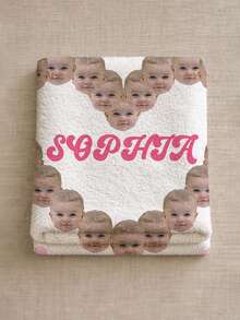 1pc Customized Photo Blanket, Personalized Bed Blanket, Customizable Name And Photo, Best Blanket, Comfortable Blanket, Family Gift, Birthday Gift, Anniversary Gift, Christmas Gift, Personalized Gift, Holiday Gift, Gift For Family, Warm Gift For Baby - Style 1 - View 5