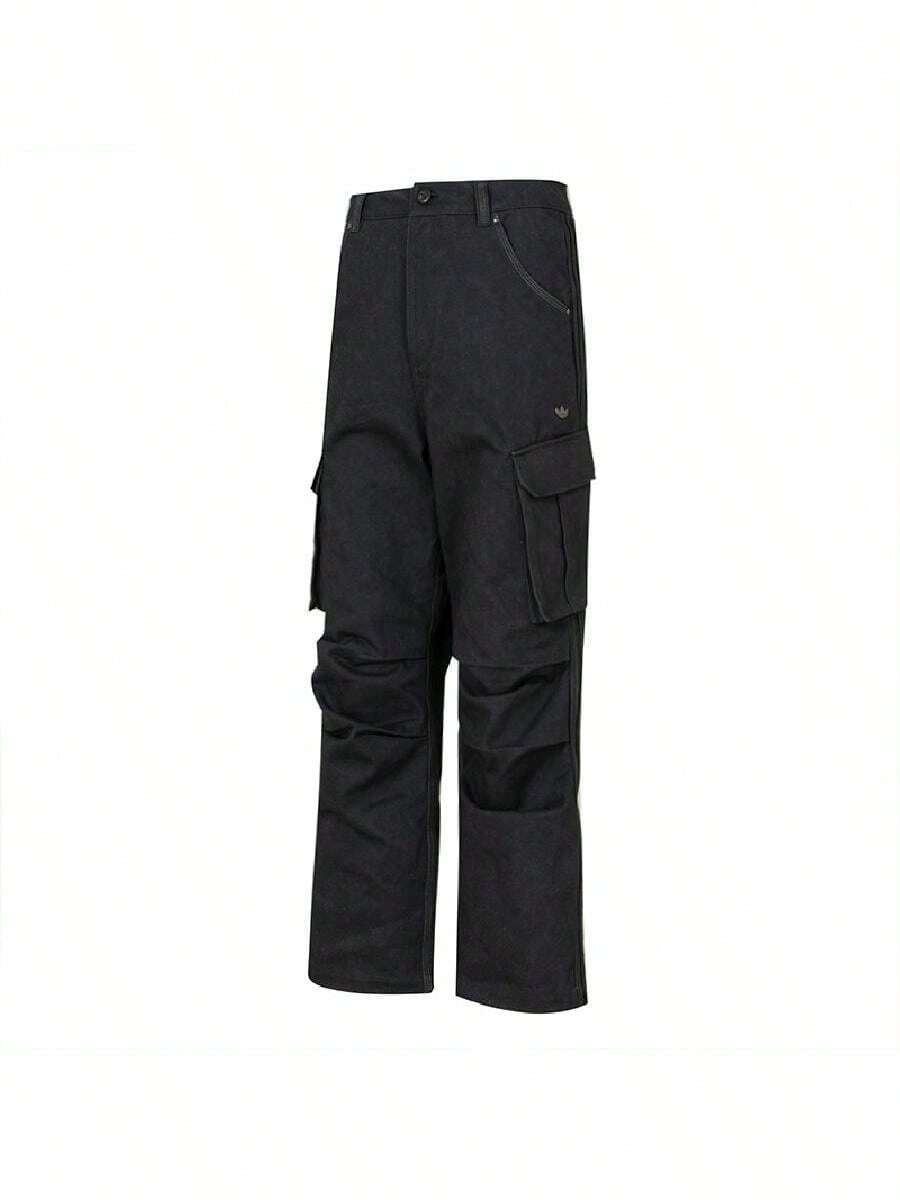 Adidas Originals Men's Track Pants M, 2026 Summer New Multi-Pocket Straight Leg Casual Cargo Long Pants KR5043 - Carbon Black - View 1