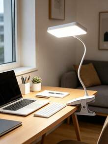 1pc New Creative Rechargeable Clip-On LED Desk Lamp, Square LED Desk Lamp, LED Upright High Brightness Desk Lamp, Home Desk Lamp, Clip-On Reading Lamp, Touch Control 3 Dimming Levels, Suitable For Living Room, Study, Office, Bedside, Student Dorm, Portable Desk Lamp, Battery Capacity: 800mAh - Clip-on Square Table Lamp - View 10