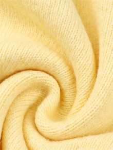 Women's Round Neck Loose Knit Sweater, Zipper Decor Long Sleeve Pullover - Yellow - View 6