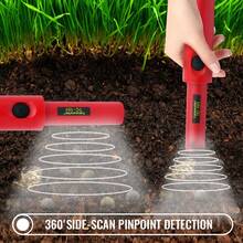 Professional Handheld Metal Detector Locator, Treasure Hunting Positioning Detector, Dual Scanning Mode, LED Light, Portable Hook Design, Easy-To-Read Scale, Battery Powered (9V Battery Not Included) - Red - View 2