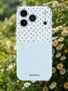 GIIPPA 1pc Spotted And Pure Light Blue Block Pattern Design, Phone 17 Pro Max Phone Case, Compatible With Phone 16 Pro Max, 15 Pro Max, 14 Pro Max, Korean Style High-End Fashion Fun Phone Case, Compatible With 11/12/13/14/15/16 Pro Max Plus, Elegant Design Suitable For Men And Women, Perfect Gift For Girlfriend On Christmas, Valentine's Day, Easter, Wedding Season And Birthday! - Baby Blue - View 8