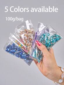 1 Bag/100g Decorative Beads Colorful Shell Slices, Shell Filling Material, Suitable For Silicone Mold Filling, DIY Crafts, Epoxy Resin Molds, Creative Keychains, Jewelry Making - White - View 2