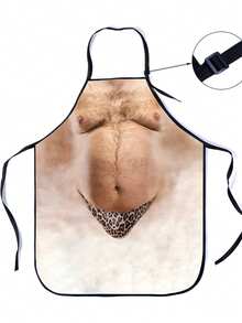 1pc Muscular Man Pattern Apron, Adjustable Kitchen Apron, Men's Apron, BBQ Apron, Funny Personalized Apron, Party Gag Apron, Holiday Gift, Father's Day Gift - Multicolor - View 12