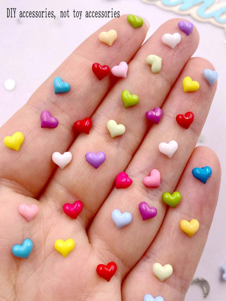 200顆 5mm 混色隨機心形 LOVE 平底背珠,剪貼簿 DIY 貼紙配件,手工藝,夏季,學校 - 隨機混裝1個 - 查看 1