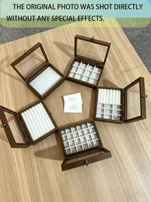 中式復古木製珠寶收納盒附防塵蓋，可存放項鍊、手鍊、戒指等珠寶，送給女友或妻子的貼心禮物 - 彩色 - 查看 5