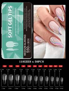 550pcs Soft Gel Nail Tips, Medium-Short Almond & Coffin Shape, Full Coverage Matte Nail Extensions, Acrylic Press-On Nails, DIY Nail Art Decoration - Clear - View 12