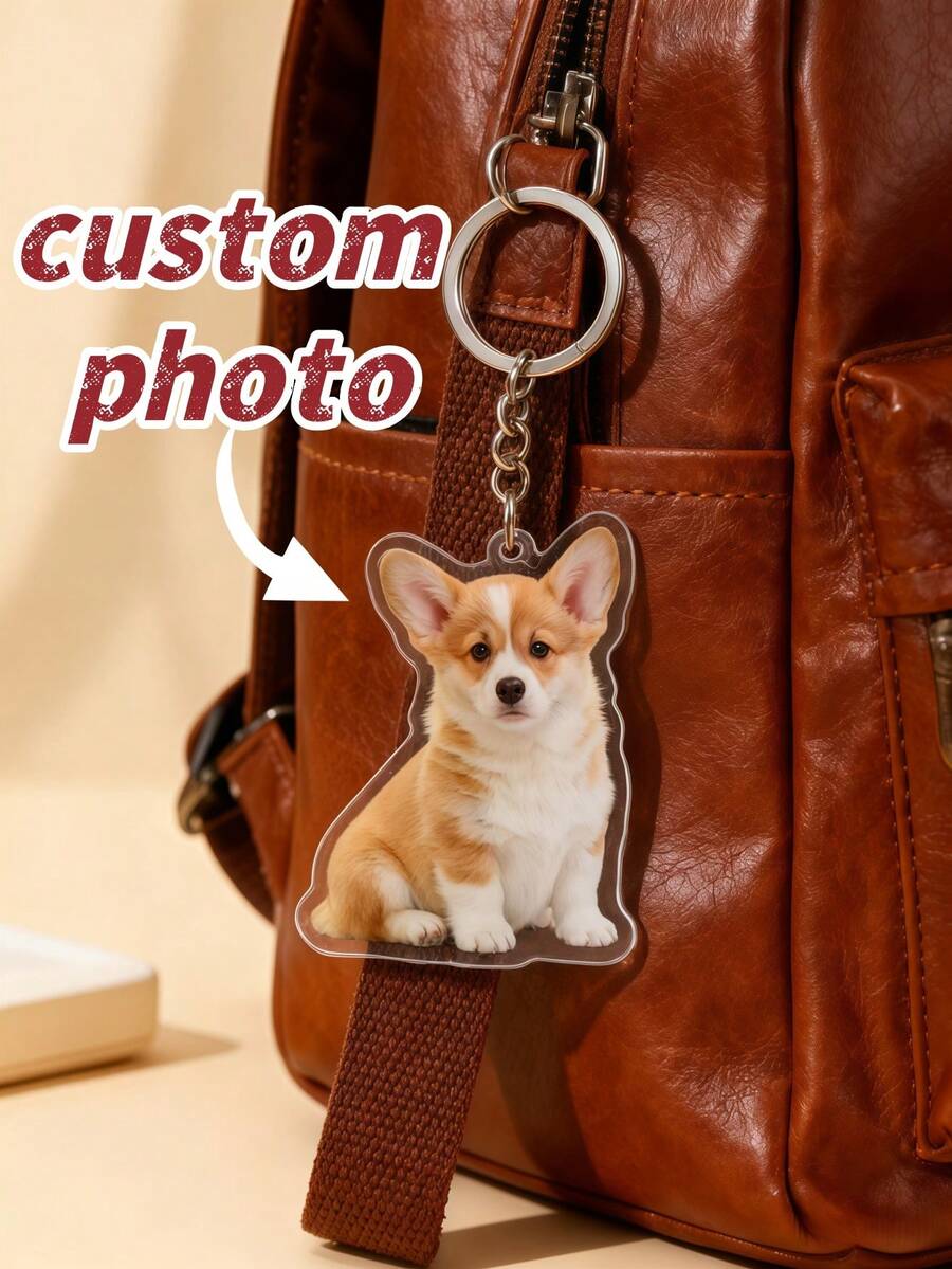 1Pc Custom Acrylic Keychain, Personalized With Your Pet Photo, Perfect For Pet Lovers Gift, Memorial Keepsake, Ideal For Birthday, Christmas,Holidays. - Multicolor 7 - View 1