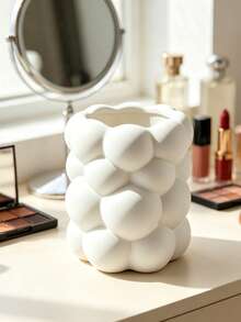 White Cloud Bubble Makeup Brush Holder, Cute 3D Spherical Storage Cup, Decorative Desktop Cosmetic Organizer, Suitable For Vanity - White - View 6