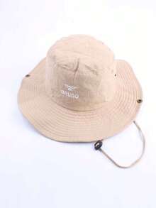 1pc Unisex Wide Brim Solid Color Embroidered Bucket Hat, Korean Style Fashion Retro Sun Hat For Spring Summer Autumn Winter, Versatile Outdoor Cycling Hiking Sun Protection Hat, Suitable For Daily Use, Back To School, Autumn Outings - A - View 9