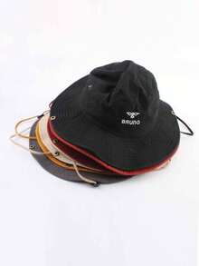 1pc Unisex Wide Brim Solid Color Embroidered Bucket Hat, Korean Style Fashion Retro Sun Hat For Spring Summer Autumn Winter, Versatile Outdoor Cycling Hiking Sun Protection Hat, Suitable For Daily Use, Back To School, Autumn Outings - A - View 10