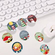 500pcs Cartoon Christmas Doodle Roll Stickers, 1 Inch Round 8 Patterns Cycle Merry Christmas, Office Stationery Stickers, Back To School, First Day Of School - Multicolor - View 4