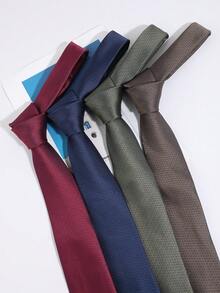 1PC Men's Fashion Solid Color Hand-Tied Necktie, Suitable For Daily Wear, Workplace, Party, Formal Suit Matching - Multicolor - View 1