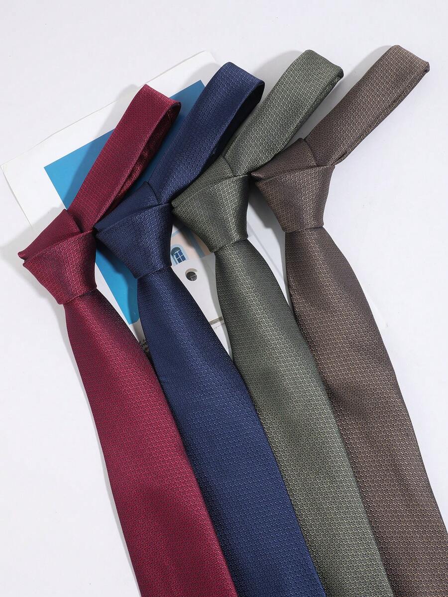 1PC Men's Fashion Solid Color Hand-Tied Necktie, Suitable For Daily Wear, Workplace, Party, Formal Suit Matching - Multicolor - View 1