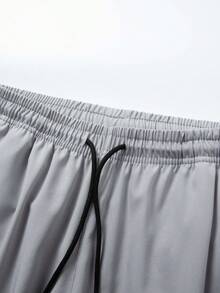 Men's Elastic Waist Colorblock Sports Long Pants, Spring/Autumn Fashion Back Pocket Design Straight Leg Casual Pants - Light Grey - View 6