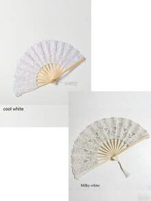 1 pieza Abanico de mano plegable de encaje vintage, marco bordado con flores, abanico enrollado hecho a mano, elegante decoración con borlas, abanico plegable de mano vintage francés para mujer, abanico de encaje estilo corte, accesorio de fotografía de baile clásico, abanico de decoración para boda y fiesta, decoración del hogar, abanico plegable de decoración de escritorio, regalo para mujer adulta, regalo de vacaciones, regalo del Día de San Valentín, regalo de cumpleaños, regalo de fiesta, recuerdo, accesorio de fotografía, accesorio de actuación - 1PC - Ver 16
