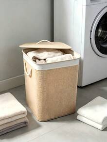 Multi-Material Laundry Hamper With Lid, Size 40*30*50cm, Built-In Waterproof Lining, Portable Thick Rope Handles, Large Capacity For Dust And Moisture Prevention, Multiple Colors Available - Multiple Specifications - View 3