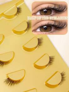 5 paires d'extensions de cils 3D en fourrure de chat à effet œil de renard naturel, bouclés et ailés, avec bande transparente invisible, faux cils confortables et légers pour débutants - Voir 2