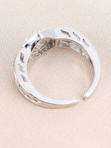 1pc Women's Fashion Hexagon Main Stone Hollow Open Ring, Vintage Pattern Exquisite Rhinestone Adjustable Finger Ring, Commute Versatile Elegant Accessory - JZ22250 - View 6
