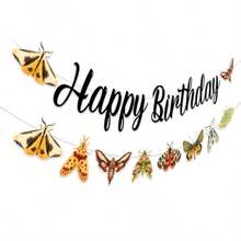 Moth Insect Party Banners And Garland Set - Moths Themed Happy Birthday Banner Moth Insect Garland For Bug Themed Birthday Party Decorations - Black - View 7