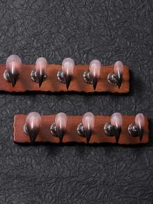 10件/組手工龍爪貓爪獸爪穿戴甲，Y2K風格黑粉漸層甜酷水滴透明亮面，含1片果凍膠與1個指甲锉，適合日常與派對美甲 - 彩色 - 查看 3
