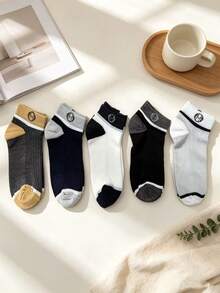 5 Pairs Men's Short Socks, Sweat-Absorbing Casual Odor-Resistant Spring/Summer Contrast Color Low-Cut Versatile - Multicolor - View 7