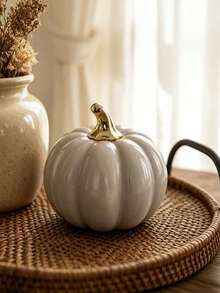 1pc Modern Minimalist Pumpkin Decorative Statue, Nordic Ins Style Home Decor, Autumn Decoration, Suitable For Living Room, Bookshelf, Entryway, Storage Rack, Desktop, Fireplace Mantel, Perfect Gift For Pumpkin Lovers And Housewarming - Multiple Styles - View 3