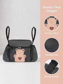 Bear Pattern Waterproof Stroller Hanging Bag, Large Multi-Pocket Storage Bag For Baby Travel - Multicolor - View 4