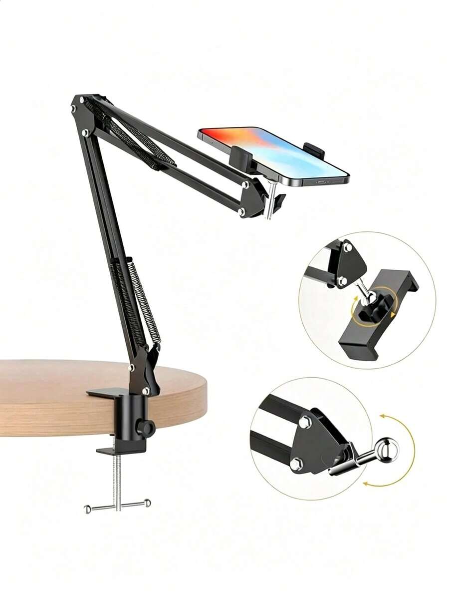 Top-Mounted Phone Video Stand, Adjustable Arm Phone Holder, Desktop Mount, 360° Flexible Rotation, Phone Clip Holder, Suitable For Streaming, Baking, Crafting, Cooking And More - View 1