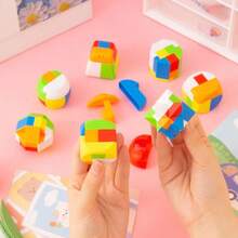 3/6/12/Pc Creative Kongming Lock Full Set Puzzle Brain Development Educational Tool Lu Ban Lock, Educational Toy. Explore The World Through Play: A Journey Of Discovery For Young Minds. Back To School Season. School Opening Season Gift. Random Color - Multicolor - View 4