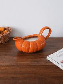 1pc Ceramic Pumpkin Shaped Sauce Boat, Halloween Pumpkin Shaped Sauce Boat, Suitable For Home, Kitchen And Restaurant Tableware; Used For Storing Seasonings, Sauces, Gravy And Salad Dressing; Suitable As A Gift Or Holiday Decoration - Multicolor - View 9