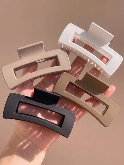 1/2/4pcs Women's Square Lightweight Plastic Hair Claw Clip,Fashion Versatile Minimalist,Suitable For Daily Outings,Hair Tying,Face Washing Claw Clip