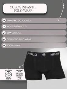 Set Of 3 Polo Wear Original Boys' Boxer Briefs For Kids - Premium Quality - 1 Black/1 Navy/1 White - View 6