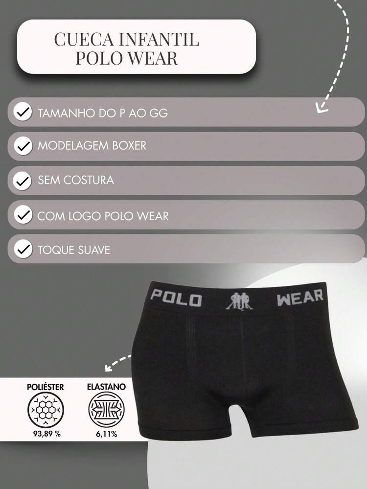 Set Of 3 Polo Wear Original Boys' Boxer Briefs For Kids - Premium Quality - 1 Black/1 Navy/1 White - View 6