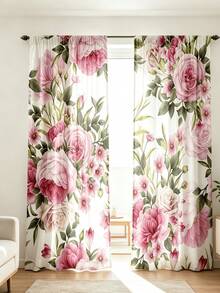 2 piezas Cortinas decorativas de rosa rosa suave y fresca, diseñadas con barra de cortina, proporcionan privacidad e instalación fácil, adecuadas para ventanas del hogar, estilo de cortina romana - Multicolor - Ver 6