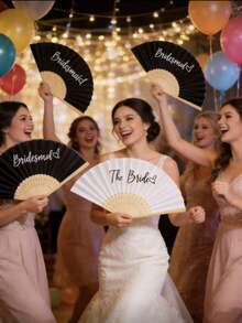 Wedding Silk Folding Fan, Suitable For Wedding Occasions, Decoration Items For The Bride's Party, Or As A Gift For Bridesmaids Or Wedding Decorations. - Multicolor - View 8