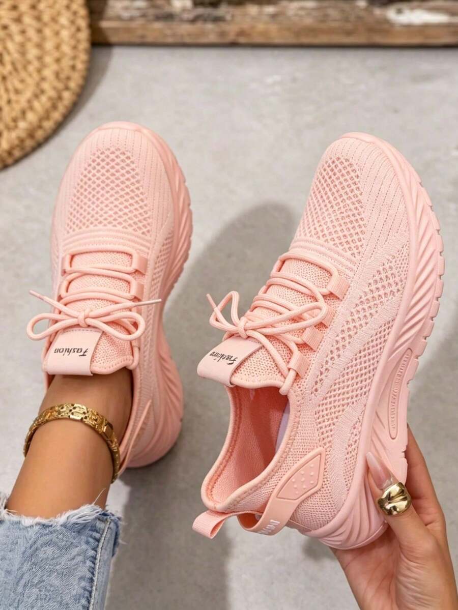 Retro Mesh Sneakers For Men & Women. Low-Top Lace-Up With Ankle Support, Non-Slip EVA Sole, Lightweight For Sports & All-Season Wear - 品質升級粉 - 查看 1
