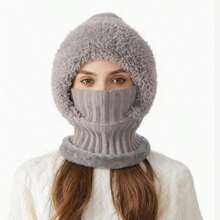 Winter Essential For Women, This 2-In-1 Fleece Lined Hat Has Dual Uses. It Features A Windproof And Warm Design With A Hood And Neck Strap, Perfect For Outdoor Cycling. It's An Ideal Gift Choice To Keep Your Girlfriend Warm - Multicolor - View 9