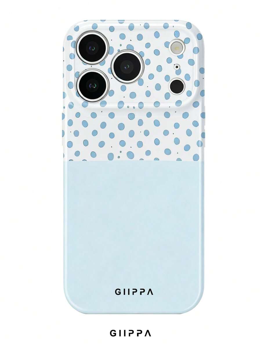 GIIPPA 1pc Spotted And Pure Light Blue Block Pattern Design, Phone 17 Pro Max Phone Case, Compatible With Phone 16 Pro Max, 15 Pro Max, 14 Pro Max, Korean Style High-End Fashion Fun Phone Case, Compatible With 11/12/13/14/15/16 Pro Max Plus, Elegant Design Suitable For Men And Women, Perfect Gift For Girlfriend On Christmas, Valentine's Day, Easter, Wedding Season And Birthday! - Baby Blue - View 1