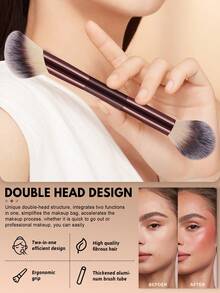 15/3Pcs Professional Makeup Brushes Set, Soft Synthetic Bristles, Rose‑Gold Metal Ferrule & Wooden Handles, Face And Eye Cosmetic Brushes For Blush, Foundation, Contour, Eyeshadow And Highlighter For Beginners - Multicolor - View 8