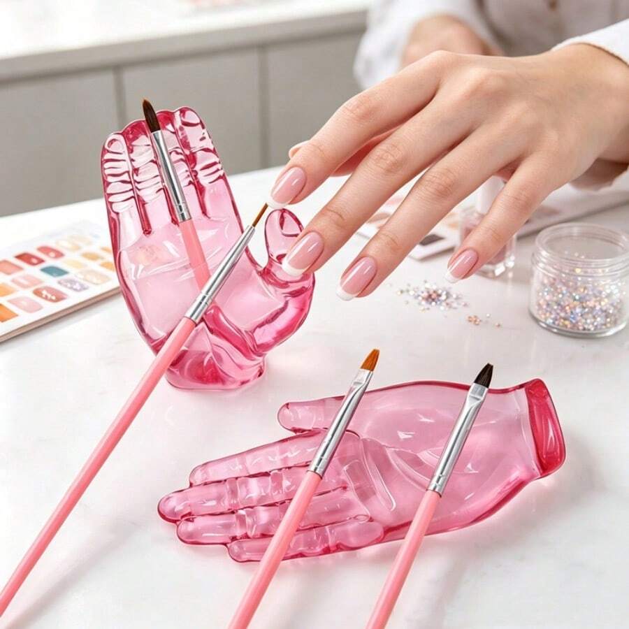 1 buah Tempat Penyimpanan Kuas Seni Kuku Berbentuk Jari Kreatif, Rak Penyimpanan Kuas Multi-Slot, untuk Penggunaan Salon, Dudukan Kuas Lukisan Kristal Berwarna-warni untuk Meja, Alat Penyimpanan Seni Kuku - MultiWarna - View 1