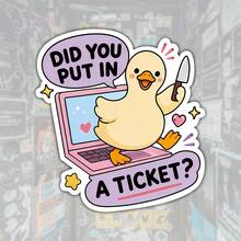 Did You Put In A Ticket Duck 趣味 IT 支援貼紙，可愛辦公室幽默 Helpdesk 金句設計，適用於筆電、筆記本、水壺、杯子、日誌、置物櫃，適合學生、教師、上班族、創意工作者與科技幽默愛好者的完美禮物 - 彩色 - 查看 1